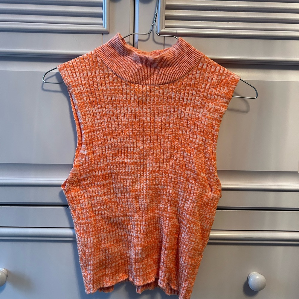 Forever 21 Orange Ribbed Knit Top